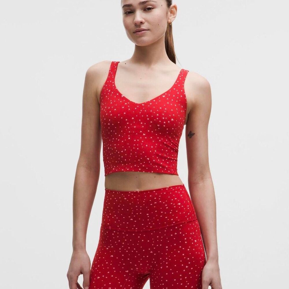 Lululemon Women's Red Pink HEART SCATTER DOT ALIGN TANK NWOT